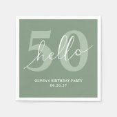 Hallo 50 | Minimal Modern Sage Green 50. Geburtsta Serviette (Vorderseite)