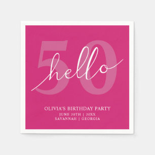 Hallo 50 Modern Hot Pink 50. Geburtstag Custom Serviette