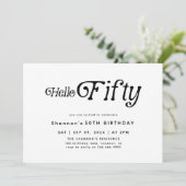 Hallo 50 Modern Retro 50. Geburtstag Einladung (Stehend Vorderseite)