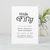 Hallo 50 Modern Retro 50. Geburtstag Einladung (Stehend Vorderseite)