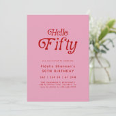 Hallo 50 Modern Retro 50. Geburtstag Einladung (Stehend Vorderseite)