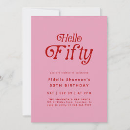 Hallo 50 Modern Retro 50. Geburtstag Einladung