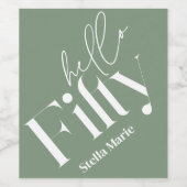 Hallo 50 moderne einfache Weise grün 50. Geburtsta Weinetikett (Einzelnes Label)