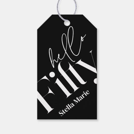 Hallo 50 moderne minimale elegante 50. Geburtstag Geschenkanhänger (Vorderseite)