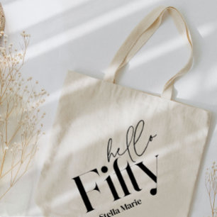 Hallo 50 moderne minimale elegante 50. Geburtstag Tragetasche