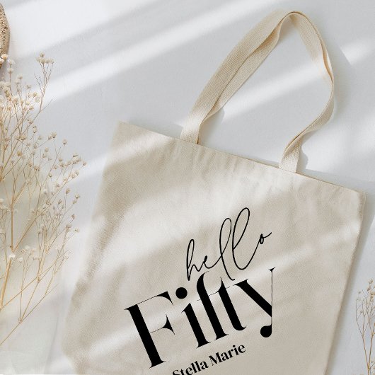 Hallo 50 moderne minimale elegante 50. Geburtstag Tragetasche