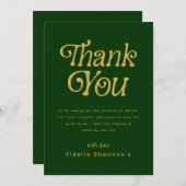 Hallo 50 Moderner Retro 50. grün und Gold Dankeskarte (Vorne/Hinten)