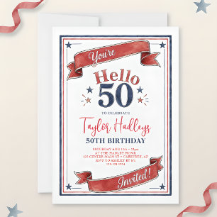 Hallo 50 Patriotic 50. Geburtstag Einladung