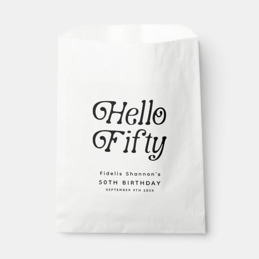 Hallo 50 Retro 50. Geburtstagsparty Geschenktütchen (Vorderseite)