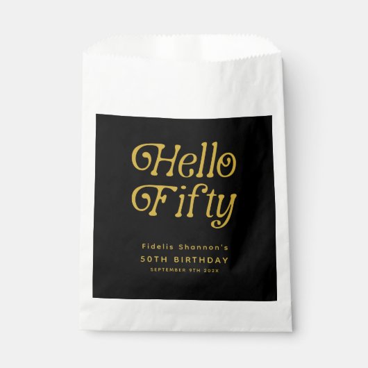 Hallo 50 Retro 50. Geburtstagsparty Geschenktütchen (Vorderseite)