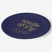 Hallo 50 Retro 50. Geburtstagsparty Pappteller (Schrägansicht)