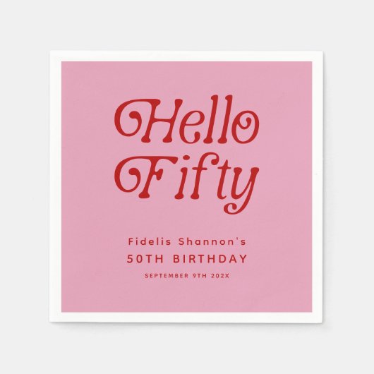 Hallo 50 Retro 50. Geburtstagsparty Serviette (Vorderseite)