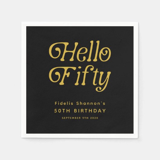 Hallo 50 Retro 50. Geburtstagsparty Serviette (Vorderseite)