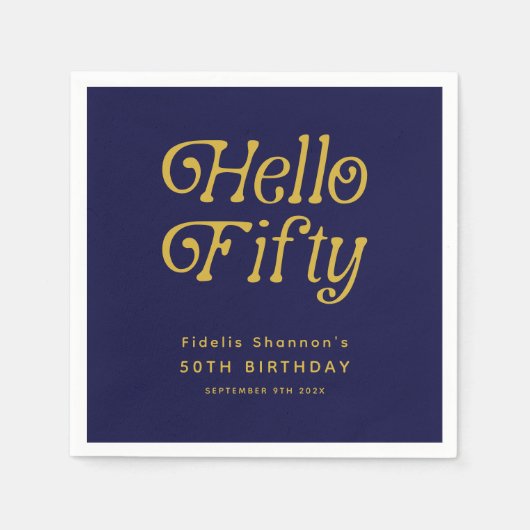 Hallo 50 Retro 50. Geburtstagsparty Serviette (Vorderseite)