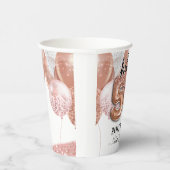 Hallo 50 Rosa Glitzer Geburtstagsballons Pappbecher (Rechts)