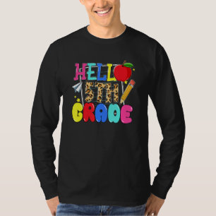 Hallo 5. Klasse Apple Pencil Kinder Mädchen Zurück T-Shirt