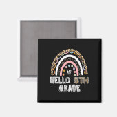 Hallo 5. Klasse Leopard Regenbogen Fünfte Klasse L Magnet (Vorderseite/Rückseite)