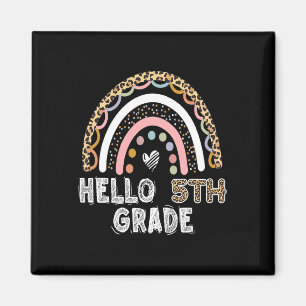 Hallo 5. Klasse Leopard Regenbogen Fünfte Klasse L Magnet