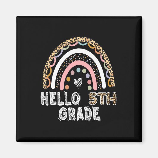 Hallo 5. Klasse Leopard Regenbogen Fünfte Klasse L Magnet (Vorne)
