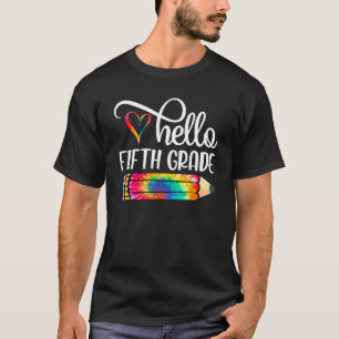 Hallo 5. Klasse Tie Dye Bleistift Zurück zur Schul T-Shirt
