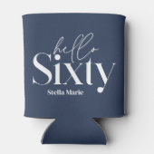 Hallo 60 blaue moderne einzigartige Typografie Dosenkühler (Rückseite)