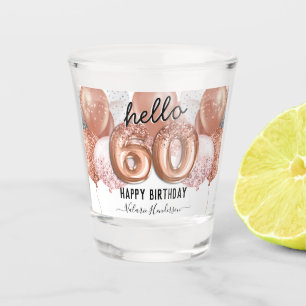 Hallo 60 Rosa Glitzer Geburtstag Balloons Shot Gla Schnapsglas