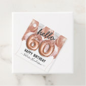 Hallo 60 Rosa Glitzer Geburtstagsballons Geschenkanhänger (Beispiel)