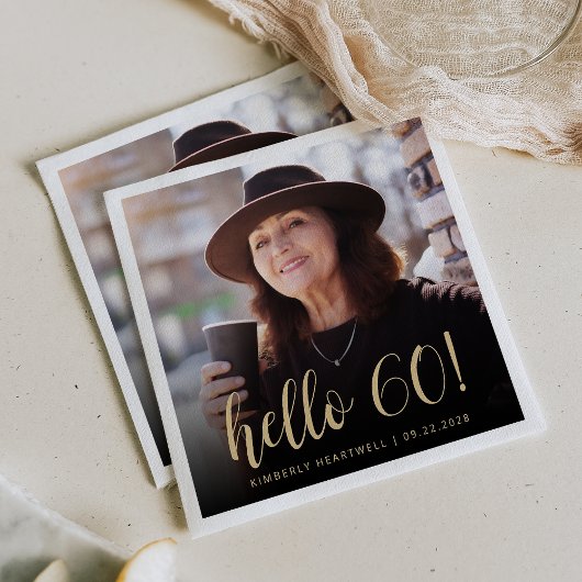 Hallo 60 Sechzigste Geburtstagsparty Foto Serviette