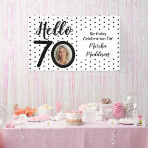 Hallo 70 Foto Schwarz & Weiß Punkte Geburtstag Banner