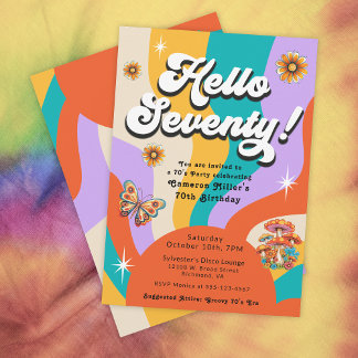 Hallo 70 Groovy 70's Geburtstagsparty Einladung