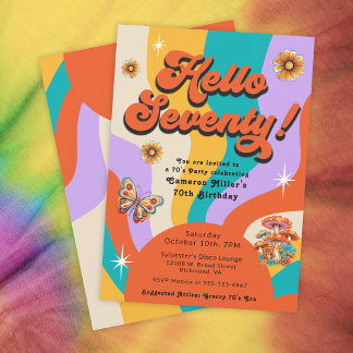 Hallo 70 Groovy 70's Geburtstagsparty Einladung