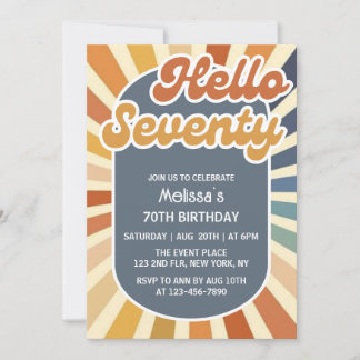 Hallo 70 Retro Sun Groovy Wave 70. Geburtstag Einladung
