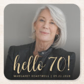 Hallo 70 Seventieth Birthday Party Foto Rechteckiger Pappuntersetzer (Vorderseite)