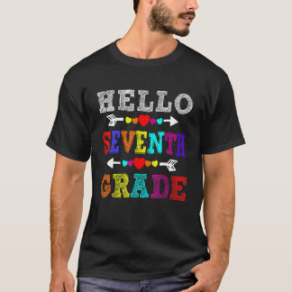 Hallo 7. Klasse Regenbogen Siebtklässler Lehrer Ki T-Shirt