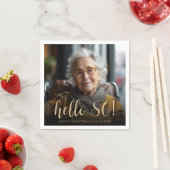 Hallo 80 Achtzigste Geburtstagsparty Foto Serviette (Beispiel)