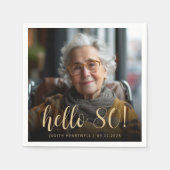 Hallo 80 Achtzigste Geburtstagsparty Foto Serviette (Vorderseite)