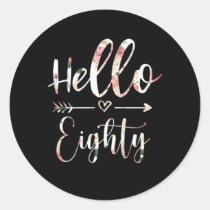 Hallo 80 Floral 80. 80 Jahre Geboren 1943 Runder Aufkleber