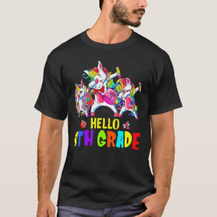 Hallo 8. Klasse Dabbing Einhorn Kinder zurück nach T-Shirt