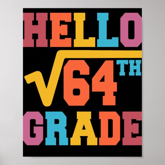 Hallo 8. Klasse Square Wurzel von 64 Mathe Student Poster (Vorne)