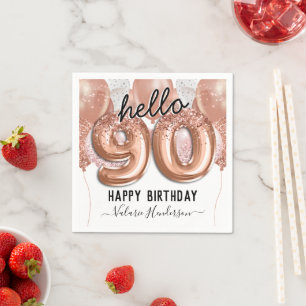 Hallo 90 Rosa Glitzer Geburtstag Ballons Napkins Serviette