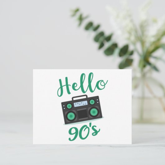 Hallo 90er Radiokassettenrekorder Postkarte (Stehend Vorderseite)