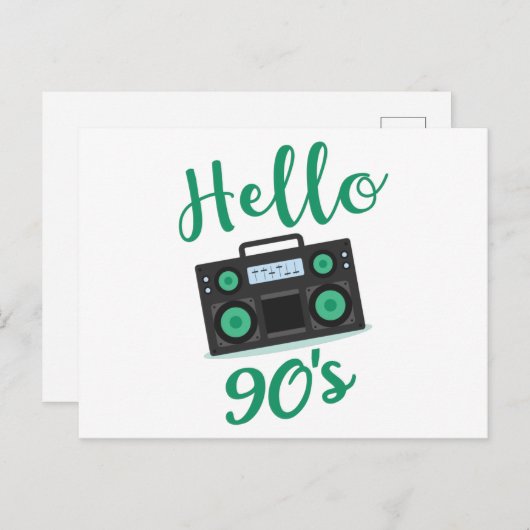 Hallo 90er Radiokassettenrekorder Postkarte (Vorne/Hinten)