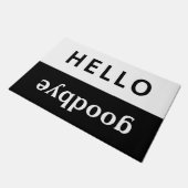 Hallo Abschied schwarz und weiß Fußmatte (Schrägansicht)