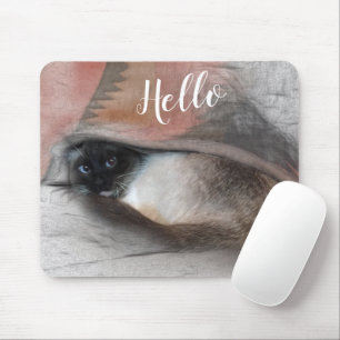 Hallo Adorable Peeking Blue Mit Augen Siamese Kitt Mousepad