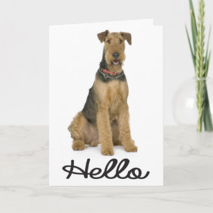 Hallo Airedale Welpen Hund Karte - Vers