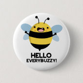 Hallo allbuzzy Funny Bee Pun Button (Vorderseite)