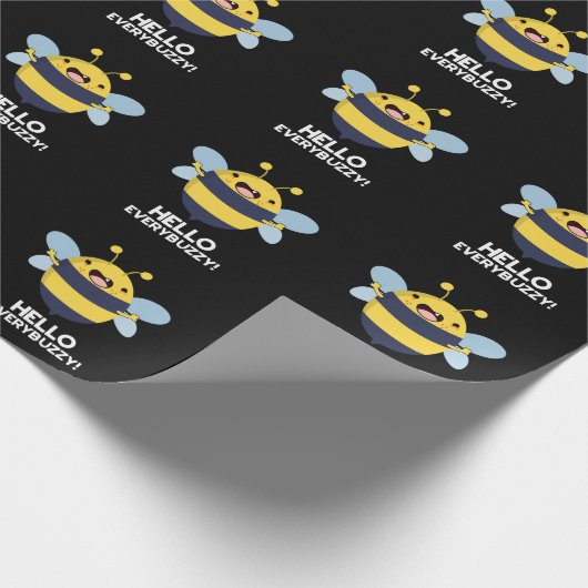 Hallo allbuzzy Funny Bee Pun Dark BG Geschenkpapier (Ecke)
