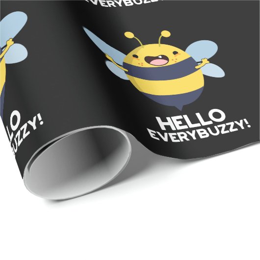 Hallo allbuzzy Funny Bee Pun Dark BG Geschenkpapier (Rolleneckpunkt)