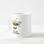 Hallo allbuzzy Funny Bee Pun Kaffeetasse (Vorderseite Links)