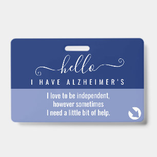 Hallo Alzheimer-Bewusstsein und Notfallkontakt  Ausweis